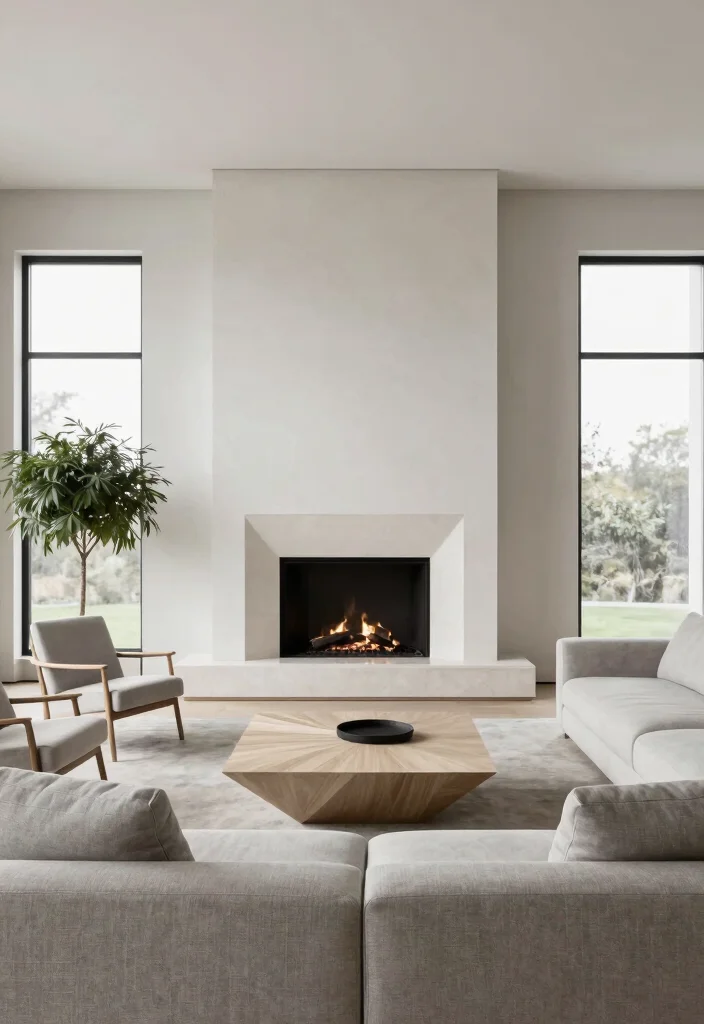 20 Living Room Layouts with Corner Fireplaces for Modern Rustic Charm - 3. The Minimalist Approach 1