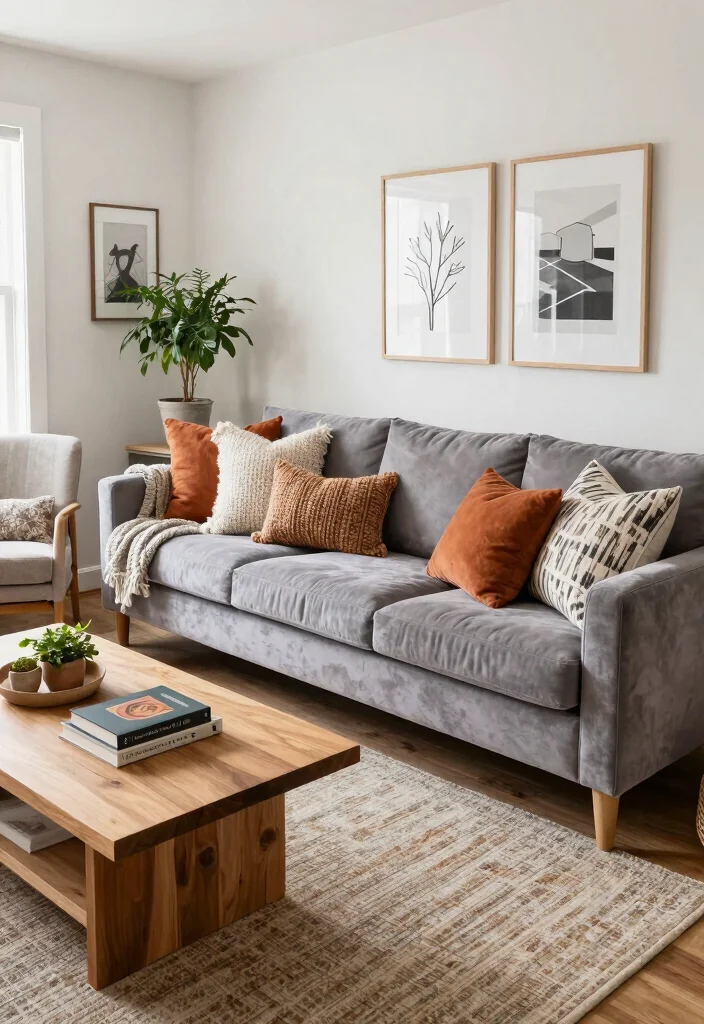 20 Long Rectangle Living Room Layout Ideas and Furniture Arrangement - 7. Layer with Textures 1