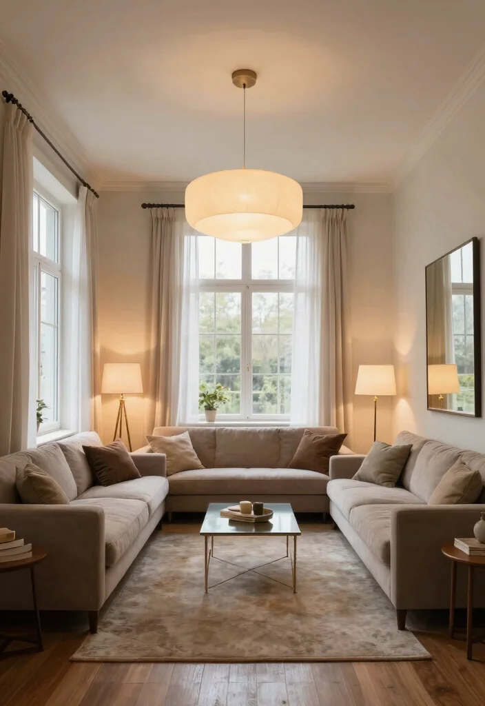 20 Long Rectangle Living Room Layout Ideas and Furniture Arrangement - 8. Focus on Lighting 1