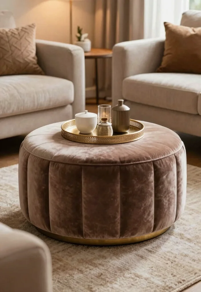20 Modern Luxury Living Room Centre Table Ideas - 10. Stylish Ottoman Tables 1
