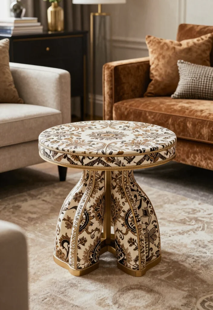 20 Modern Luxury Living Room Centre Table Ideas - 14. Luxurious Textiles and Patterns 1