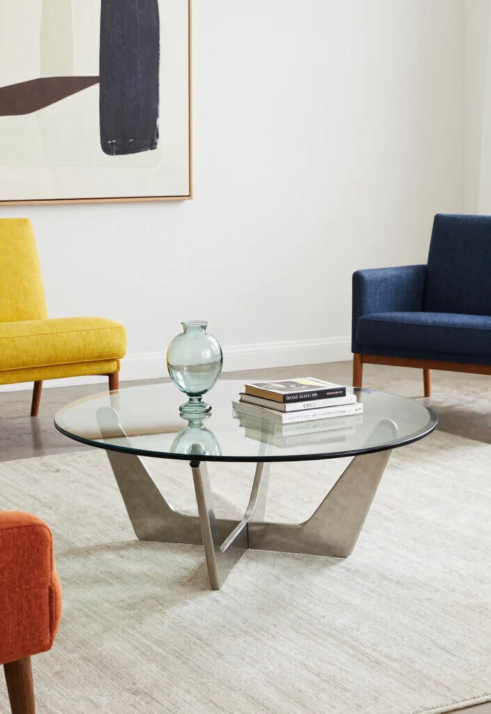 20 Modern Luxury Living Room Centre Table Ideas - 2. Glass and Steel Fusion 1