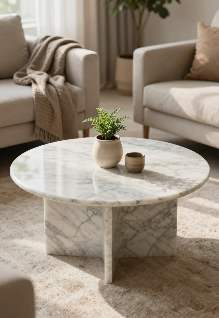 20 Modern Luxury Living Room Centre Table Ideas - 3. Nature-inspired Stone Designs 1