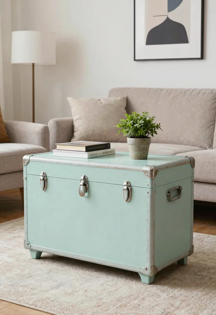 20 Modern Luxury Living Room Centre Table Ideas - 4. Upcycled Vintage Charm 1