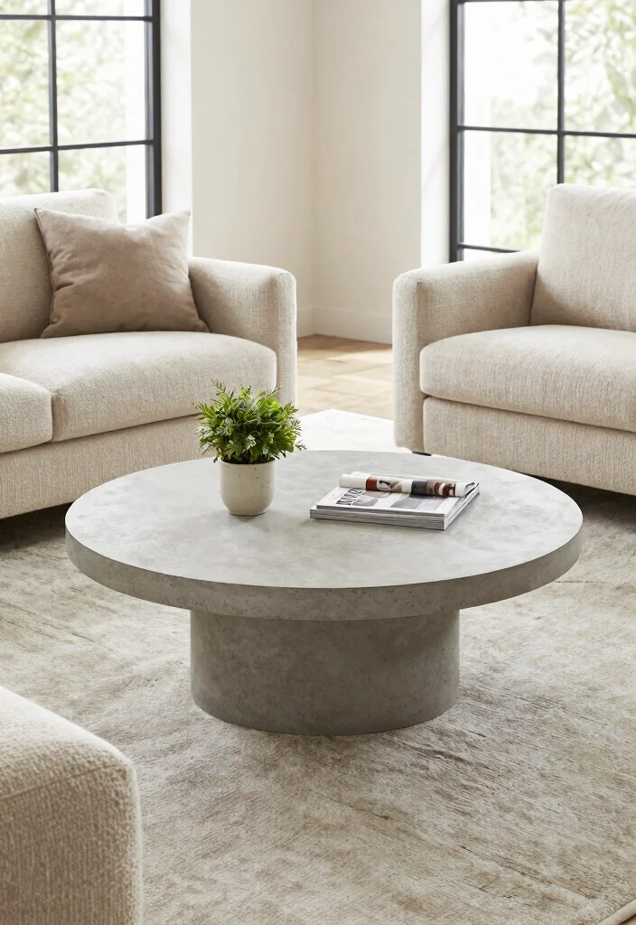 20 Modern Luxury Living Room Centre Table Ideas - 5. Minimalist Concrete Styles 1