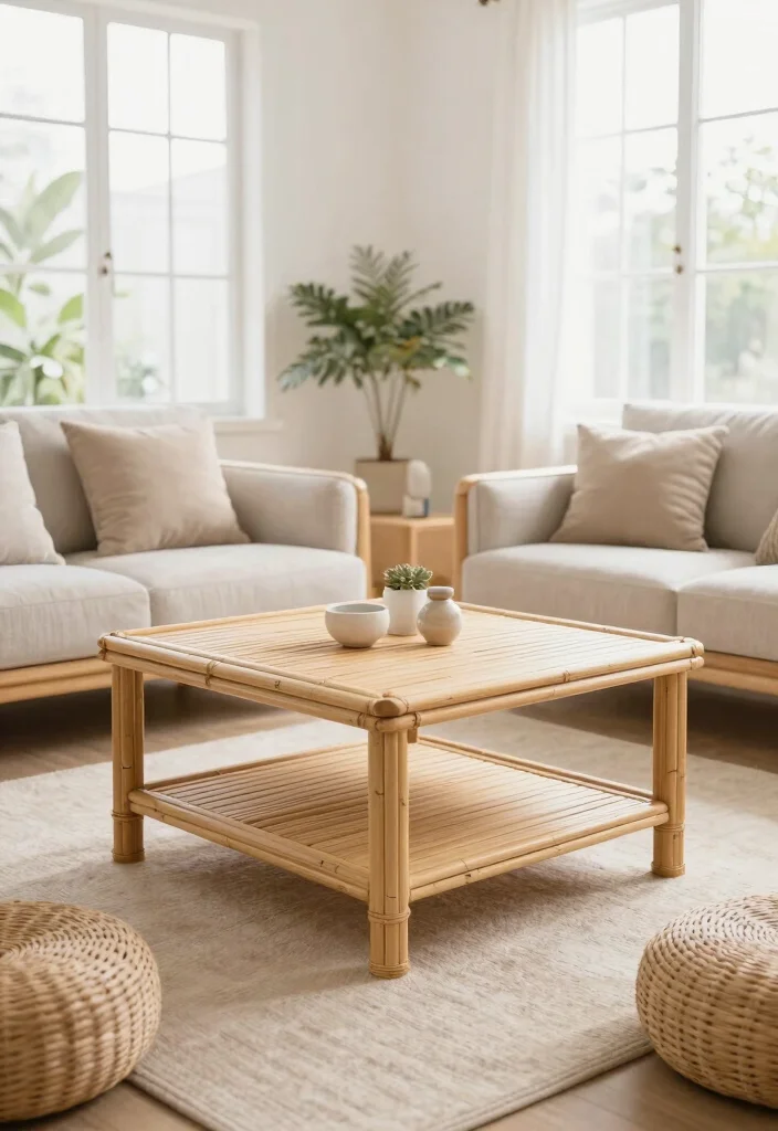 20 Modern Luxury Living Room Centre Table Ideas - 8. Eco-Friendly Bamboo Options 1