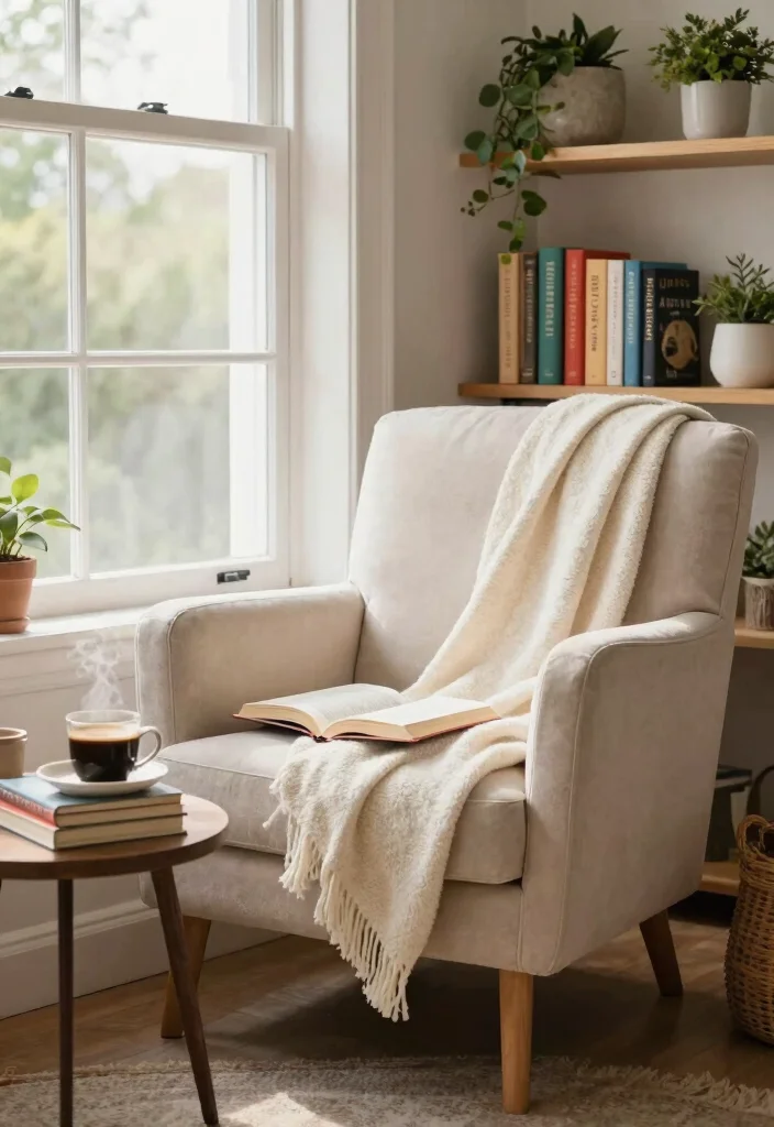 20 Open Concept Kitchen and Living Room Layout Furniture Ideas - 12. Cozy Reading Nook 1