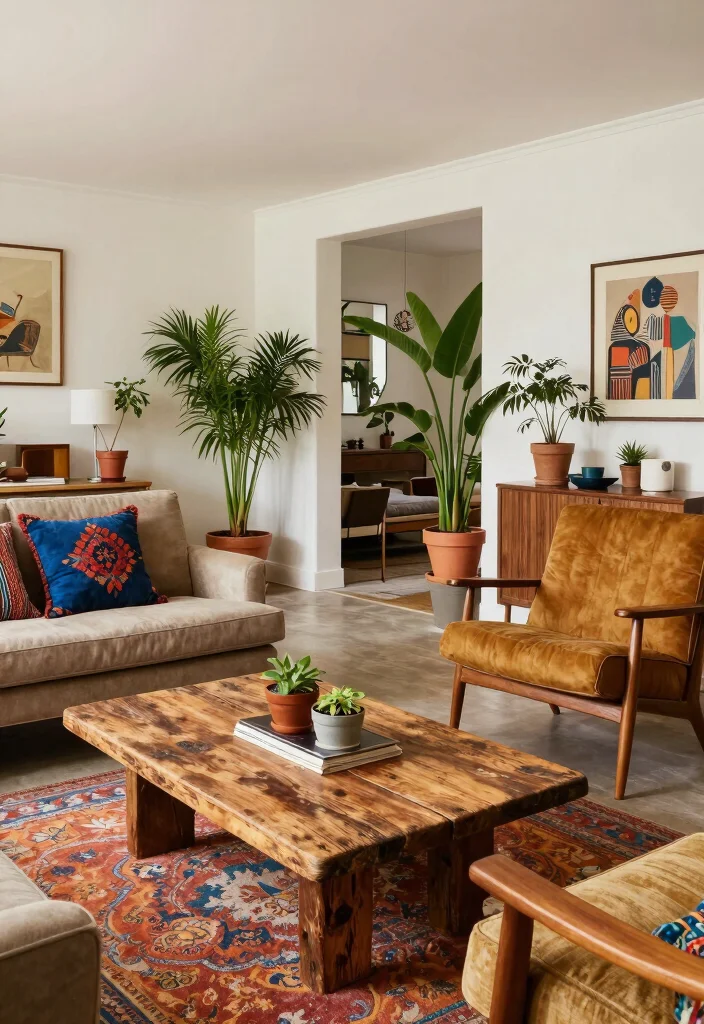 20 Open Concept Kitchen and Living Room Layout Furniture Ideas - 14. Vintage Finds 1