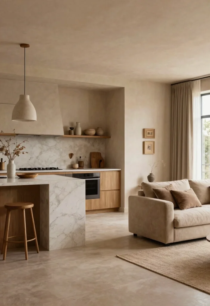 20 Open Concept Kitchen and Living Room Layout Furniture Ideas - 16. Seamless Color Flow 1