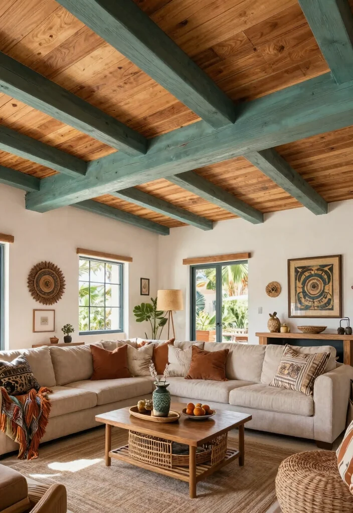 20 Open Concept Kitchen and Living Room Layout Furniture Ideas - 17. Creative Ceiling Treatments 1