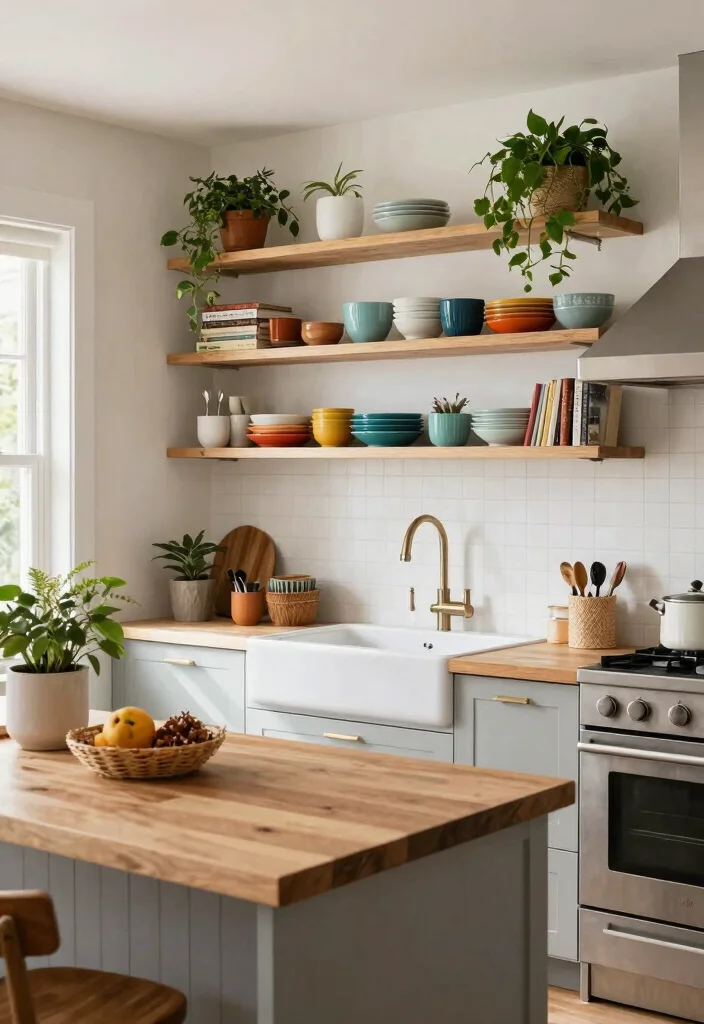 20 Open Concept Kitchen and Living Room Layout Furniture Ideas - 5. Open Shelving 1