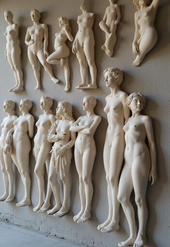 29 Eye-Catching Wall Art Sculptures to Transform Your Walls - 20. Sculpted Human Figures