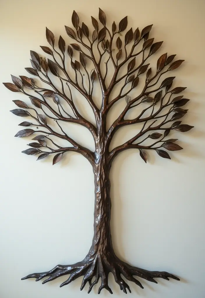 29 Eye-Catching Wall Art Sculptures to Transform Your Walls - 5. Nature-Inspired Metal Trees