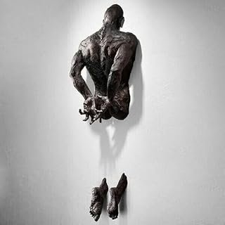 Resin Human Figure Sculpture, Wall-Mounted Contemporary Art Decoration, ...