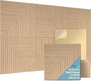 Art3d 6-Pack Self-Adhesive Acoustic Wall Panels for Home Décor, 24 x 24 ...