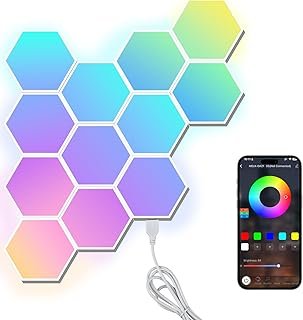 1 Hexagon LED Lights 12-Pack, Smart RGBIC App & Remote Control, Music Sy...