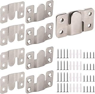 4 Pairs Interlocking Flush Mount Bracket Picture Hanging Hooks Stainless...