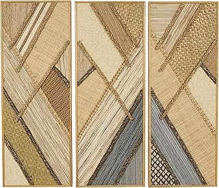 Deco 79 Wooden Geometric Handmade Home Wall Decor Textured Mixed Media D...