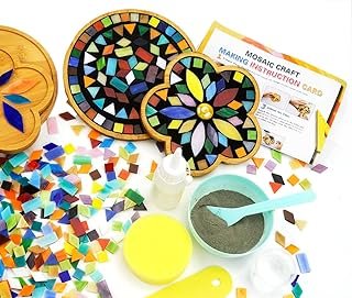 Lanyani 2 Sets of DIY Mosaic Craft Kits Mosaic Tiles Coaster Kit Make Yo...