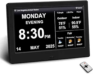 2025 Digital Clock with Weather Forecast & Temperature/Humidity Large Display,Auto Time Sync, Cus...