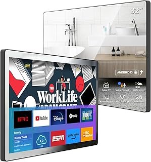 32 inch IP66 Waterproof Android 13 Smart Mirror TV for Bathroom and Bedr...