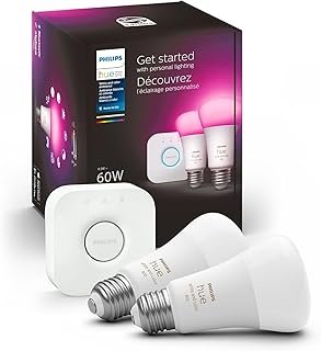 Smart Light Bulbs Starter Kit, Includes (1) Bridge, (2) 60W A19 Bulbs, W...