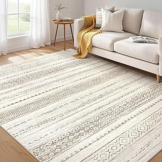 Nakagishi Area Rug Living Room Rugs: 5x7 Machine Washable Boho Large Neu...