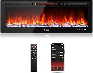 TURBRO 50” Smart WiFi Infrared Electric Fireplace with Sound Crackling a...