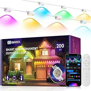 Smart Permanent Outdoor Lights Pro, 200ft 120LED RGB+IC Warm/Cool White ...