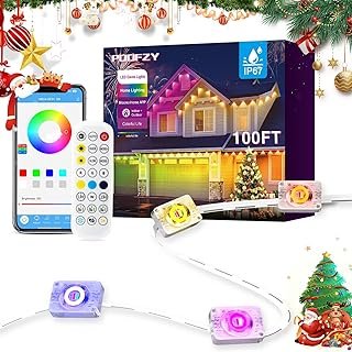 POOFZY Permanent Outdoor Lights for House,100ft RGB+IC Smart Outdoor Dec...