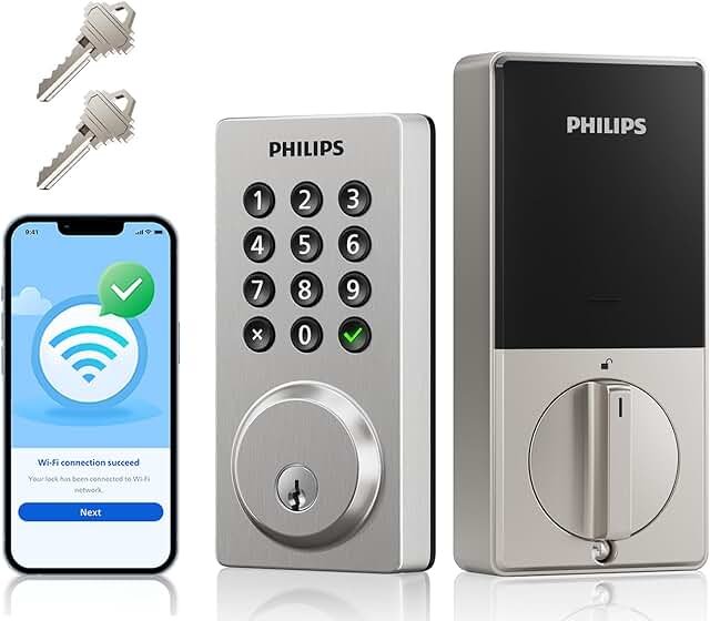 Philips WiFi Smart Keypad Deadbolt Lock, App Remote Control, No Hub Requ...