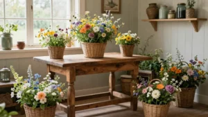 14 Flowers Baskets Ideas for Charming Decor Accents