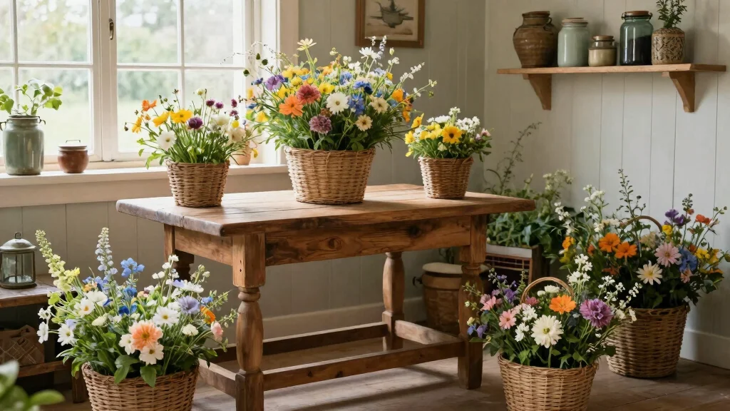 14 Flowers Baskets Ideas for Charming Decor Accents