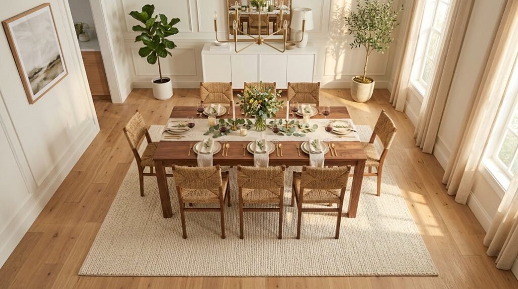 dining table rug size guidance optimal
