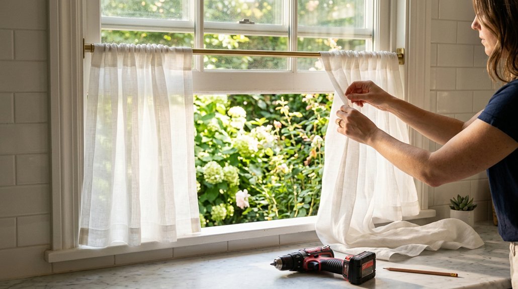 how to hang cafe curtains