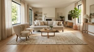 placing rug in living room
