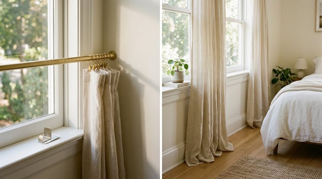 ways to hang curtains without drilling