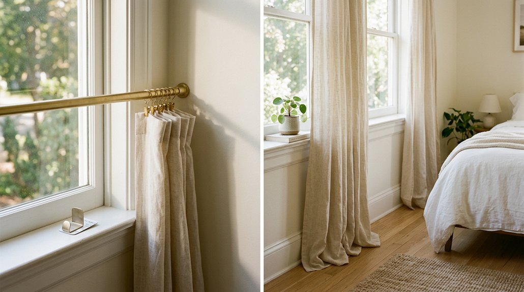 ways to hang curtains without drilling