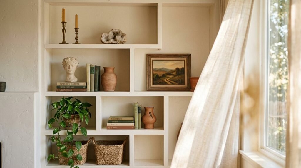 decorating built in shelves effectively