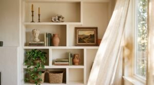decorating built in shelves effectively