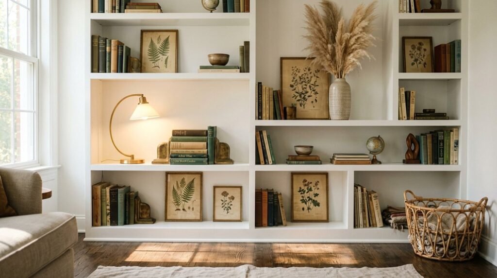 how to arrange decorative shelves