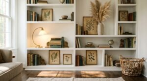 how to arrange decorative shelves