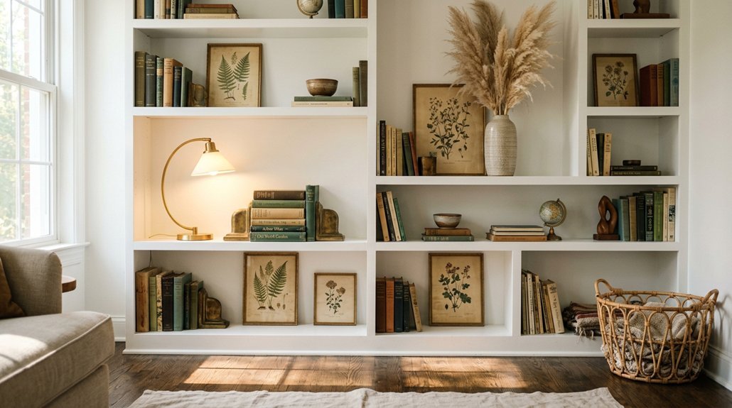 how to arrange decorative shelves