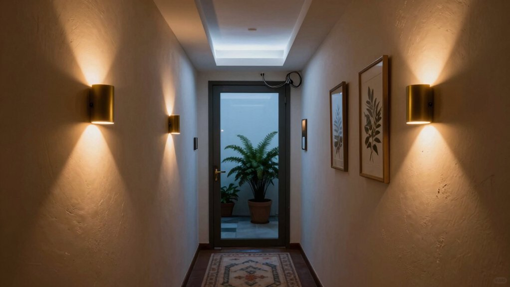 layered hallway lighting for day night