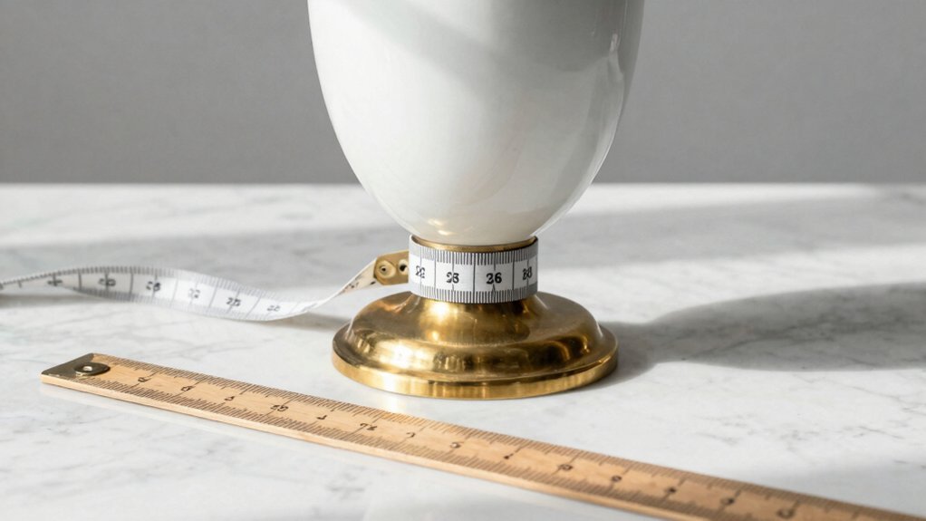 measuring lamp base precisely for shade sizing