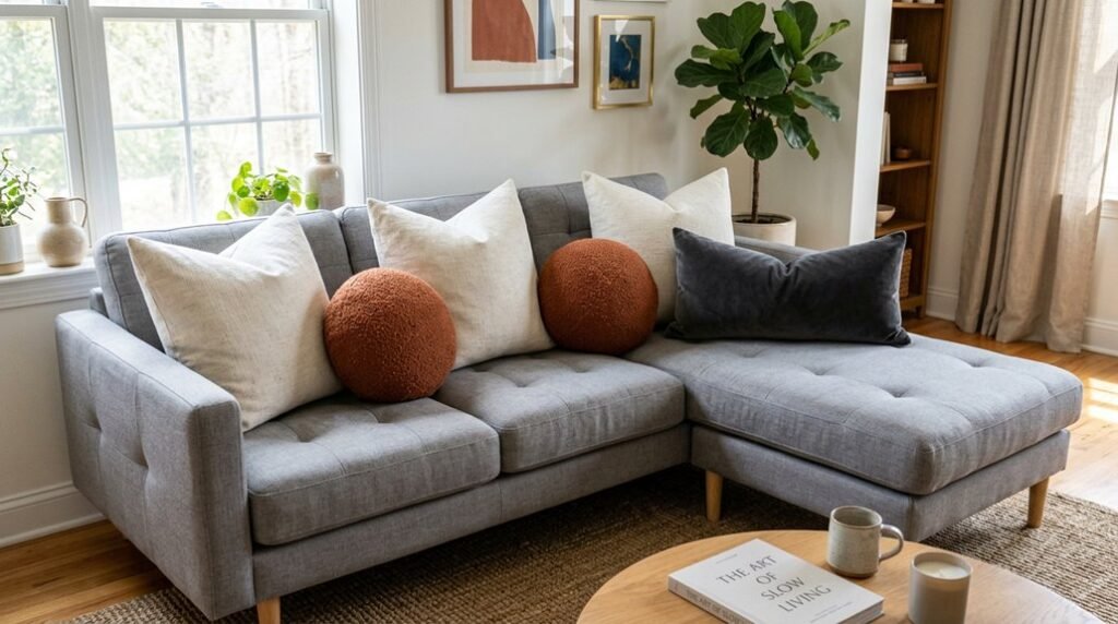 pillow arrangement for sectional