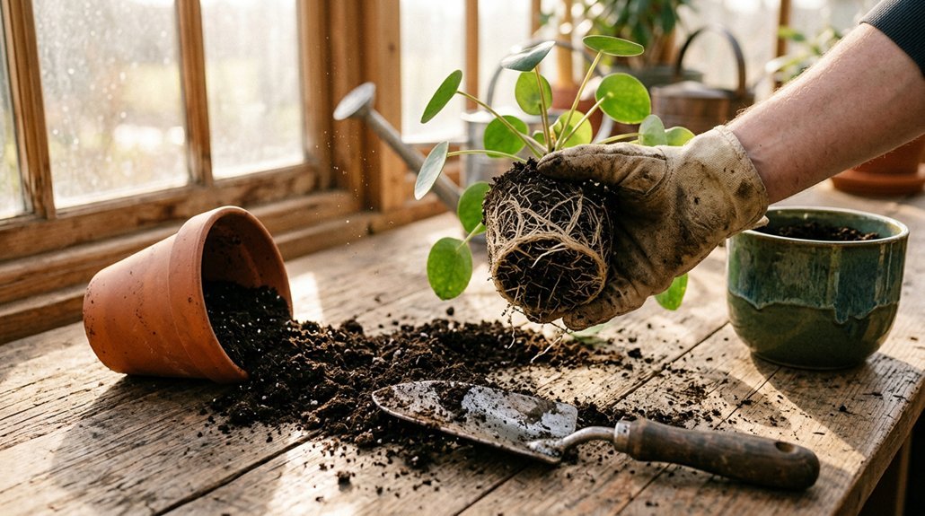 repot indoor plant properly steps